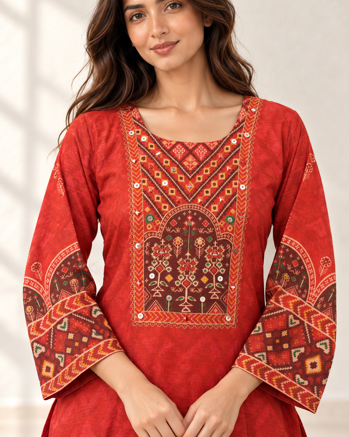 Morika Red Printed Kurta Set - side view