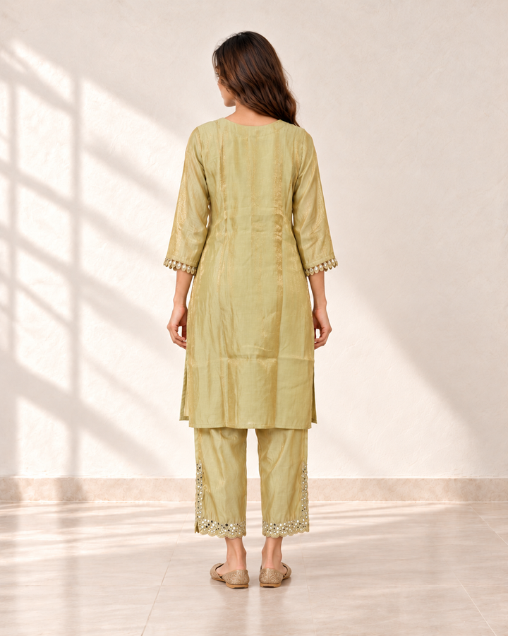Kavya Champagne Trim Co-ord Set, back view