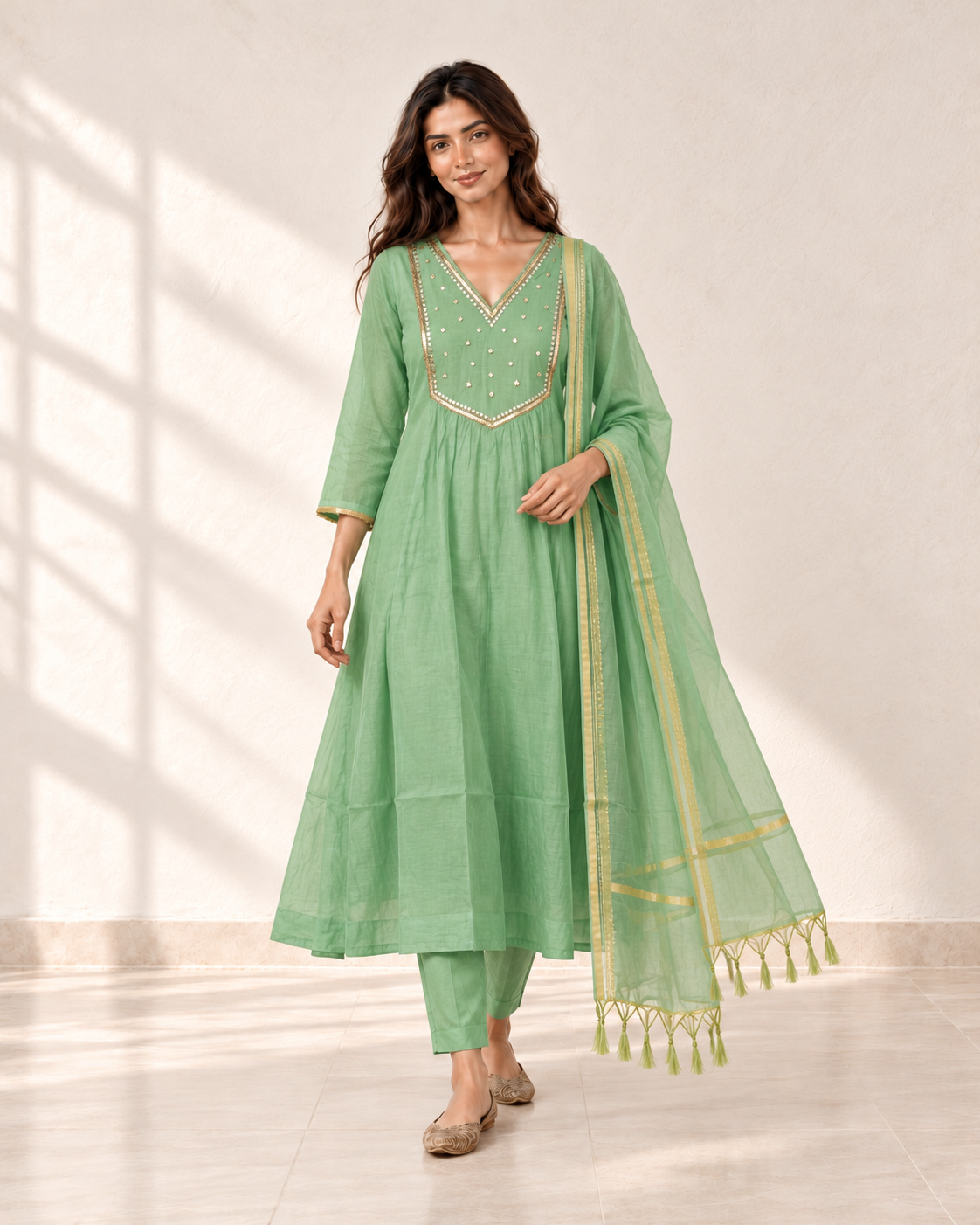 Ira Mint Embellished Kurta Set, styled look