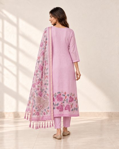 Pihu Blush Floral Kurta Set, back view
