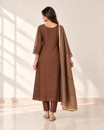 Avani Rust Embroidered Kurta Set, back view