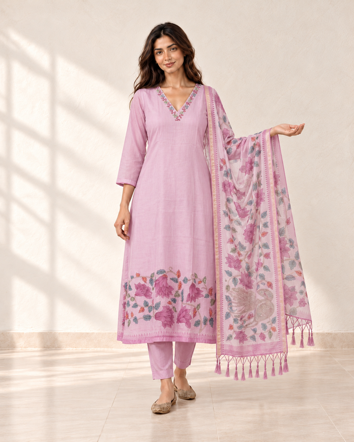Pihu Blush Floral Kurta Set, front view