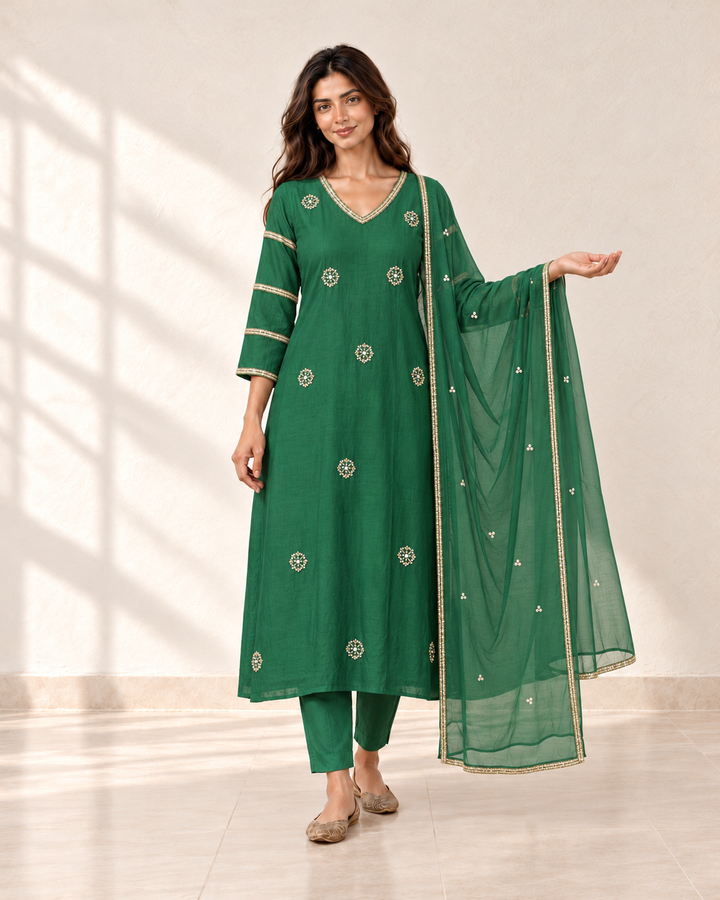 Vanya Emerald Motif Kurta Set, front view