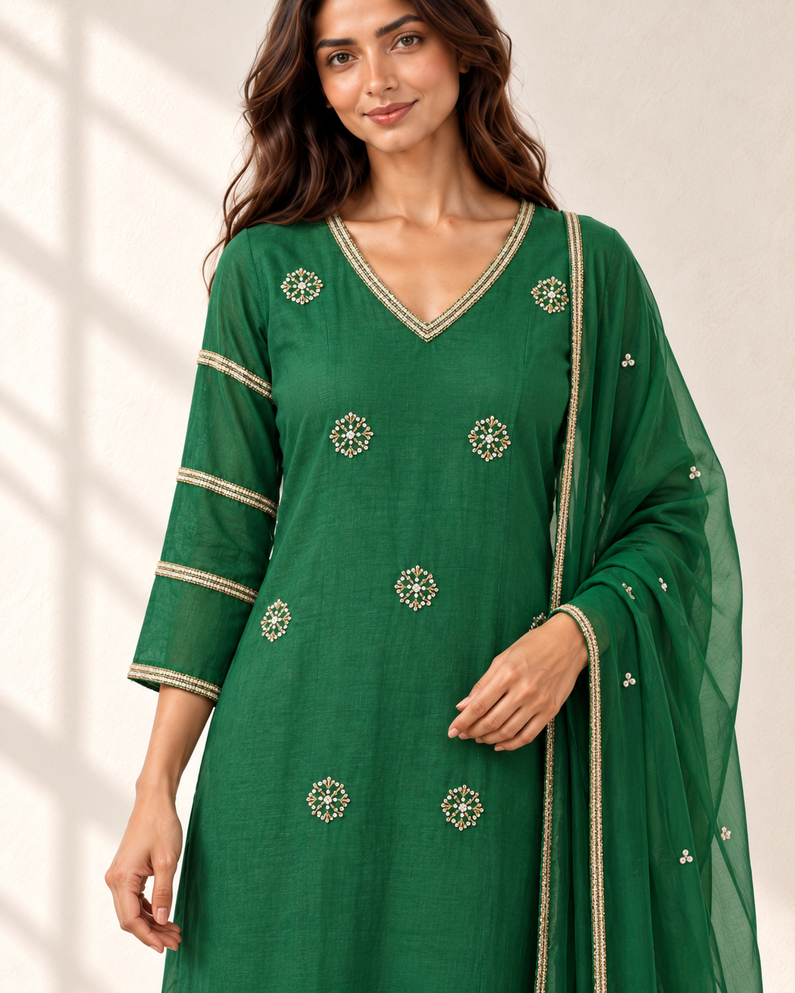 Vanya Emerald Motif Kurta Set, detail view