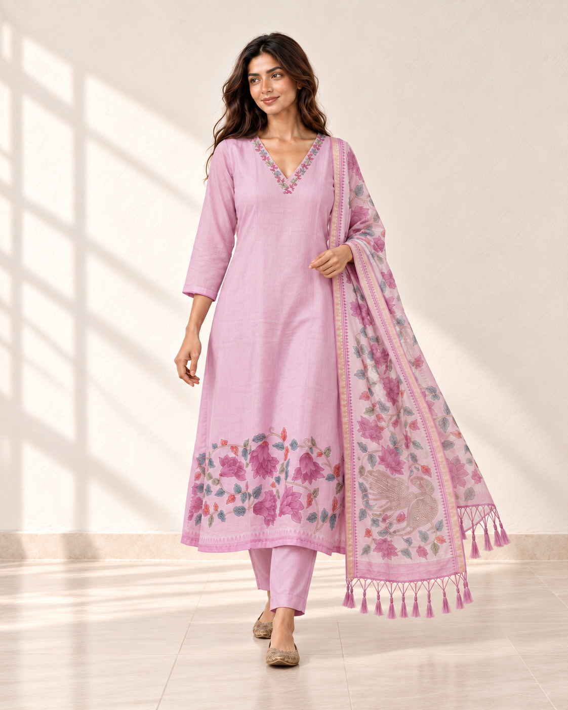 Pihu Blush Floral Kurta Set, styled look