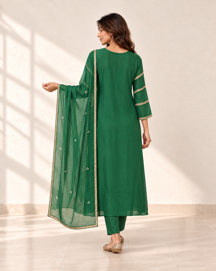 Vanya Emerald Motif Kurta Set, back view