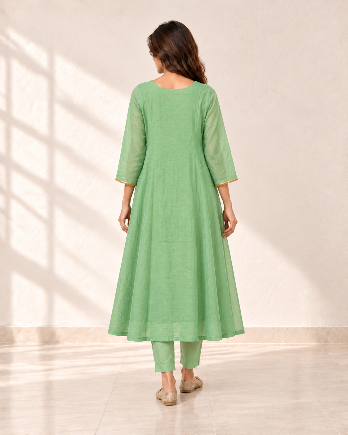 Ira Mint Embellished Kurta Set, back view